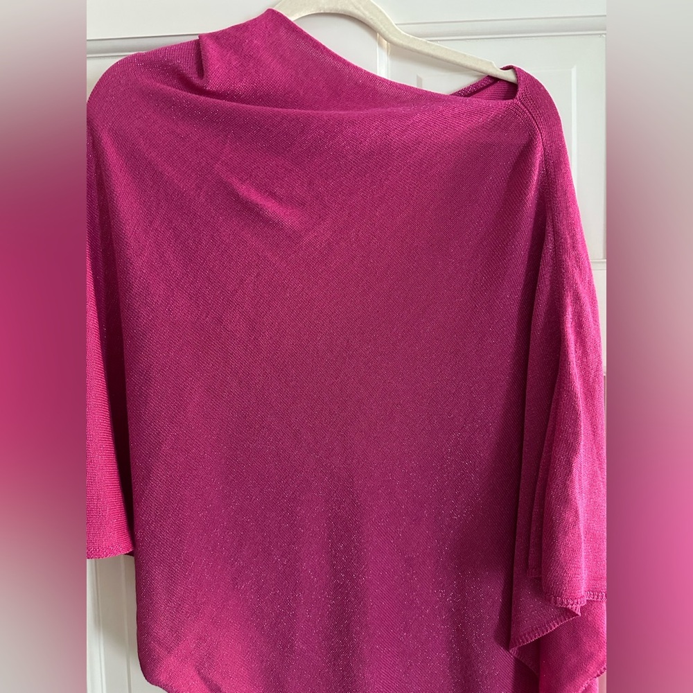 Vibrant Pink Sparkly Knit Shawl